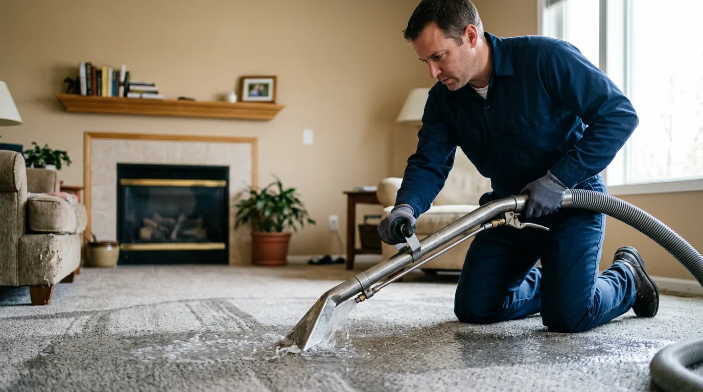 Water damage restoration technician working near University Place, WA